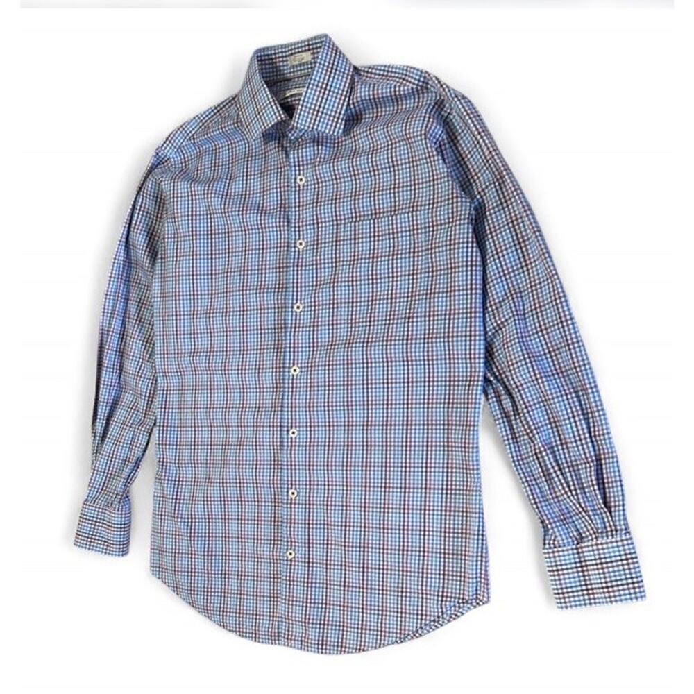 Peter Millar Striped 100% Cotton Long Sleeve Button Up Shirt Blue Purple Men’s M